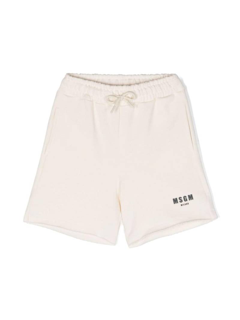 MSGM Kids logo-print cotton track shorts - White von MSGM Kids