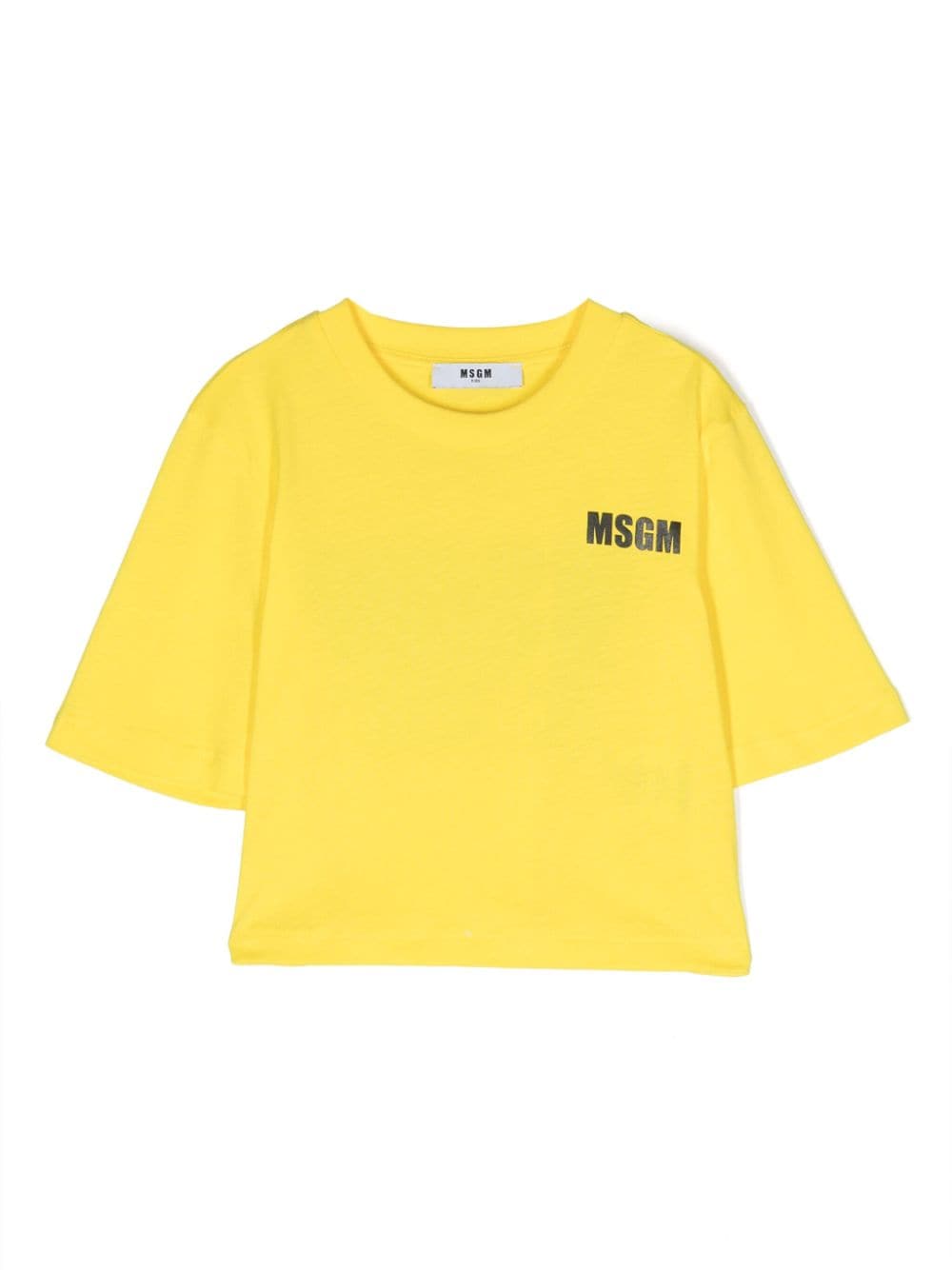 MSGM Kids logo-print cropped T-shirt - Yellow von MSGM Kids