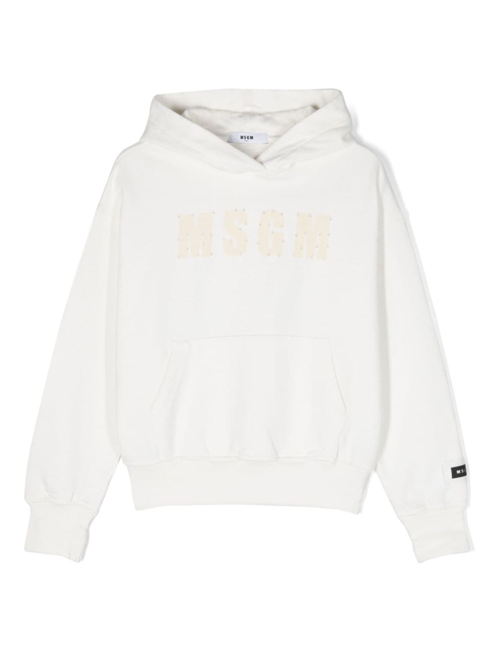 MSGM Kids logo-print distressed cotton hoodie - White von MSGM Kids