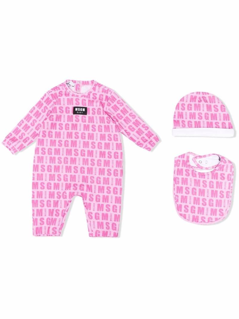 MSGM Kids logo-print long-sleeve romper - Pink von MSGM Kids