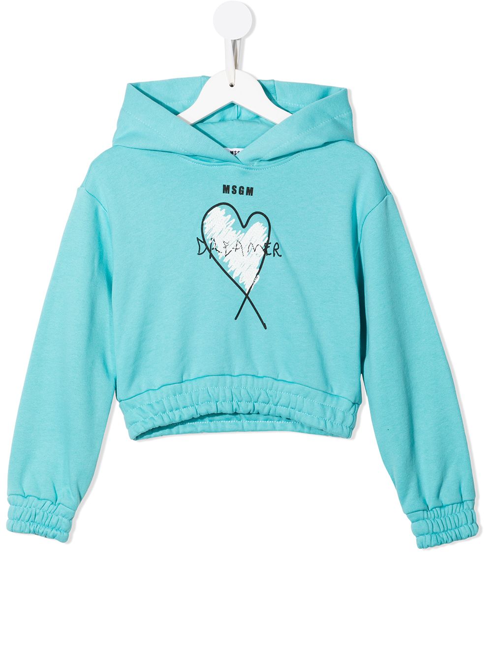 MSGM Kids logo-print pullover hoodie - Blue von MSGM Kids