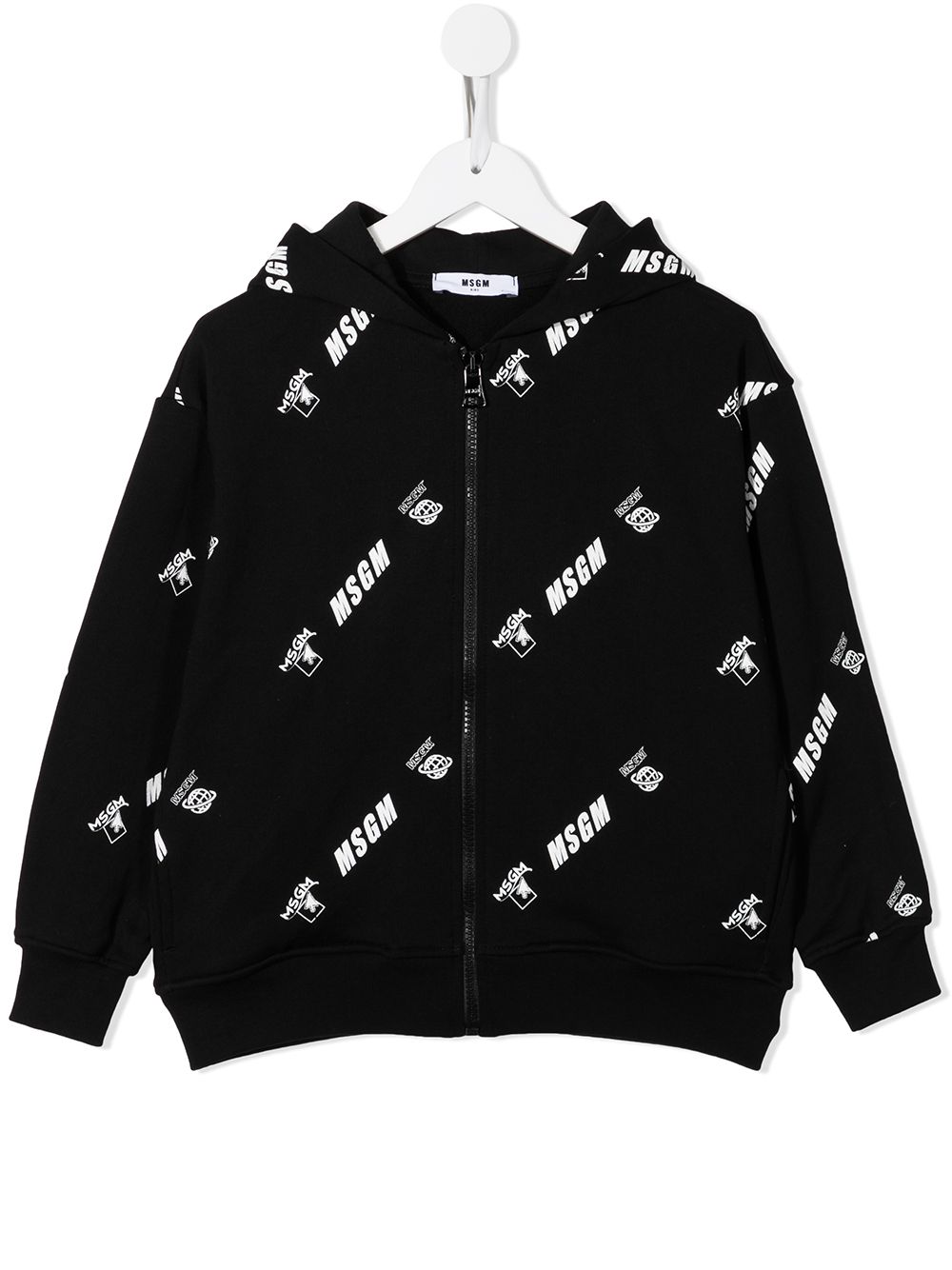 MSGM Kids logo-print zip-up hoodie - Black von MSGM Kids