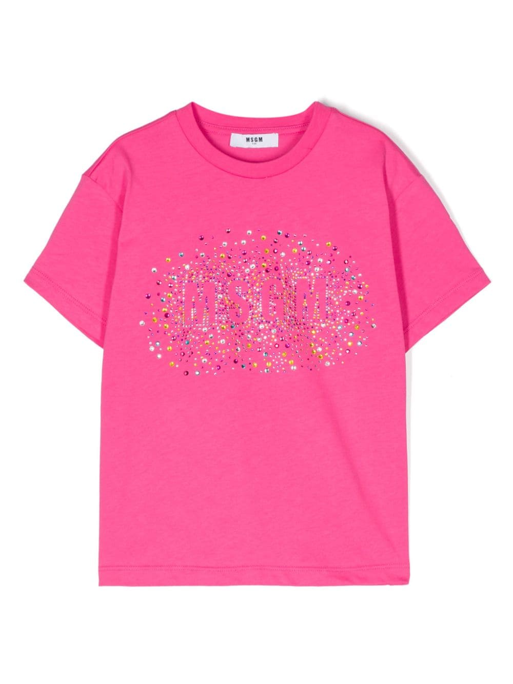 MSGM Kids logo rhinestone-embellished cotton T-shirt - Pink von MSGM Kids