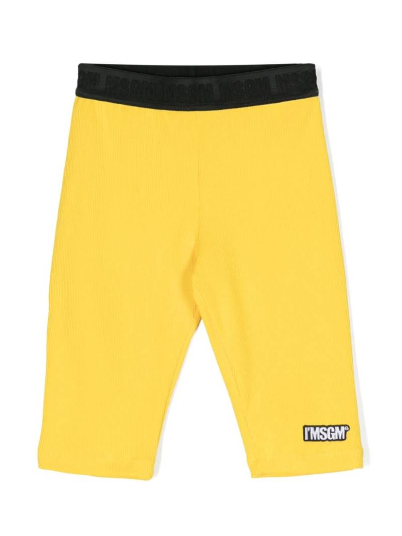 MSGM Kids logo-waistband cotton shorts - Yellow von MSGM Kids