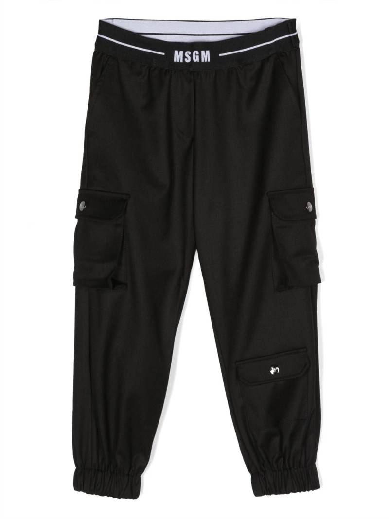 MSGM Kids logo-waistband elasticated-ankles trousers - Black von MSGM Kids