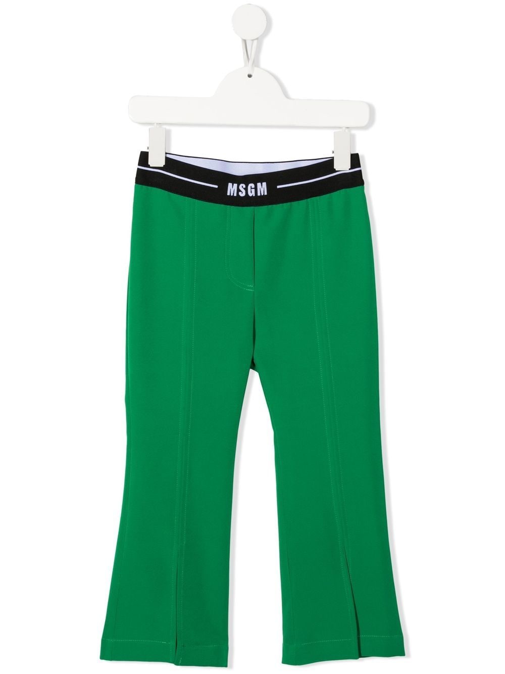 MSGM Kids logo-waistband flared trousers - Green von MSGM Kids