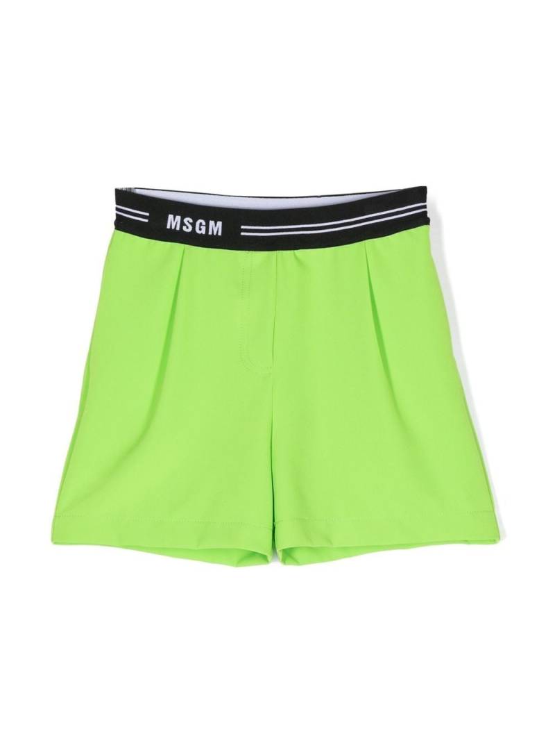 MSGM Kids logo-waistband track shorts - Green von MSGM Kids