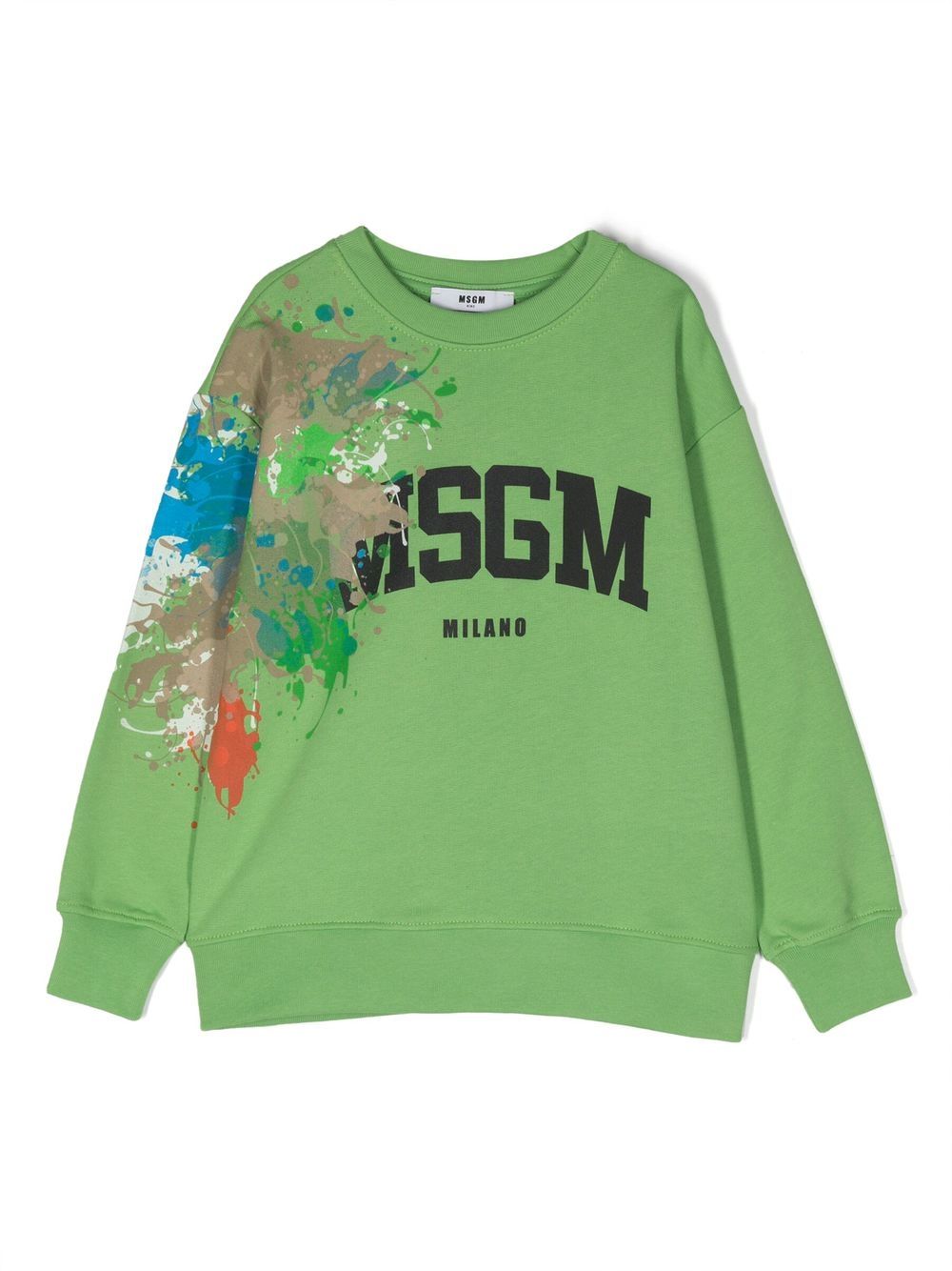 MSGM Kids paint-splatter logo-print sweatshirt - Green von MSGM Kids