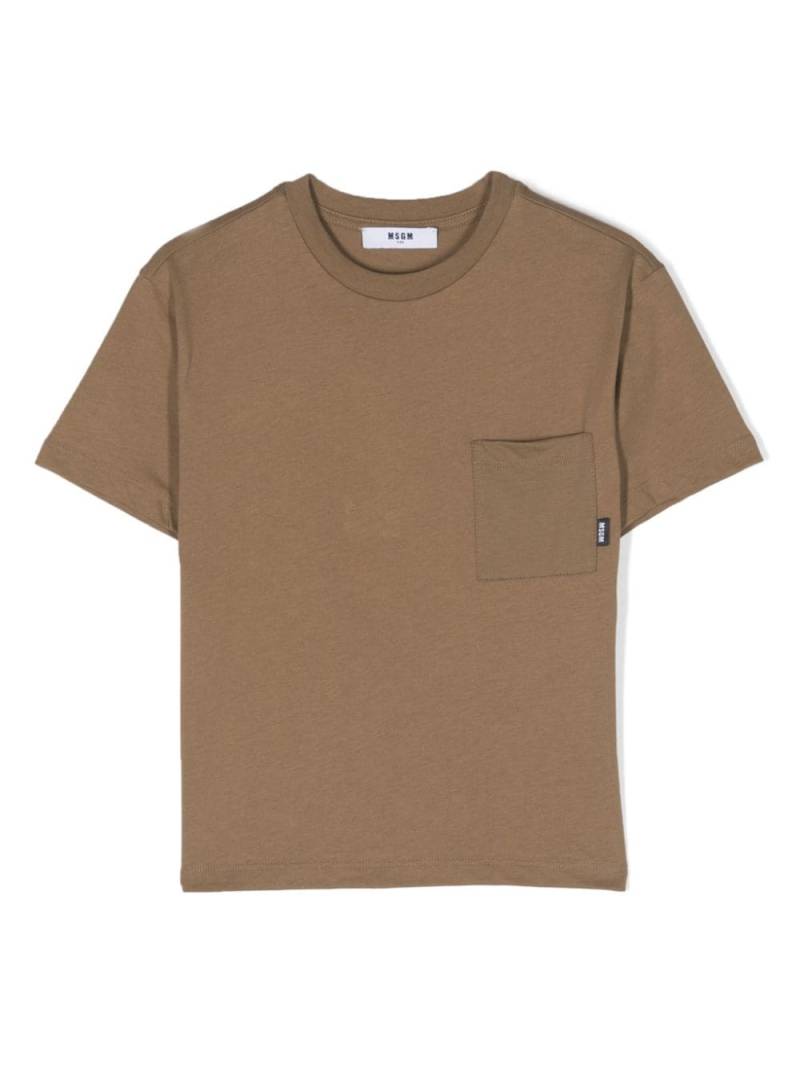 MSGM Kids patch-pocket cotton T-shirt - Brown von MSGM Kids