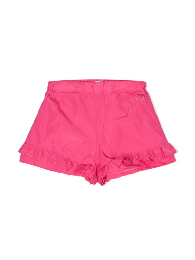 MSGM Kids ruffle-detail taffeta shorts - Pink von MSGM Kids