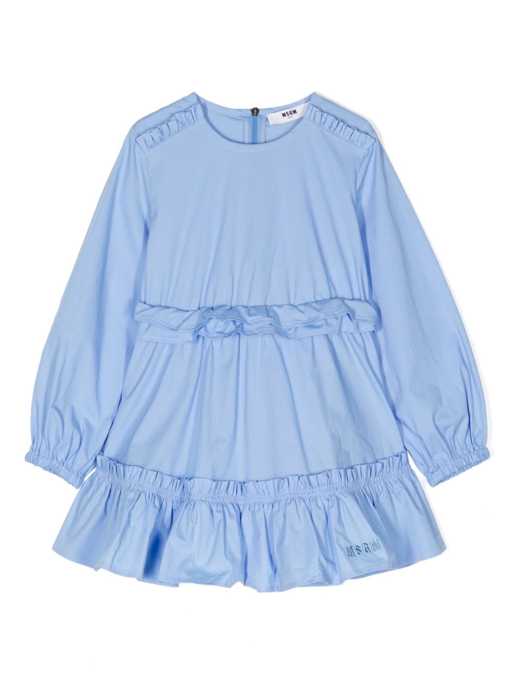 MSGM Kids ruffled cotton-poplin dress - Blue von MSGM Kids