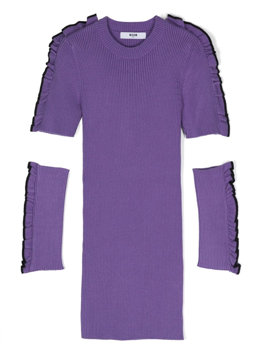 MSGM Kids ruffled-detailing ribbed-knit dress - Purple von MSGM Kids