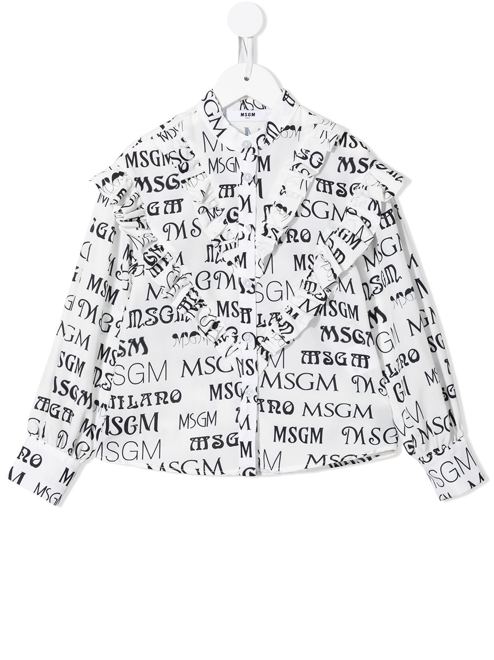 MSGM Kids ruffled logo-print shirt - White von MSGM Kids