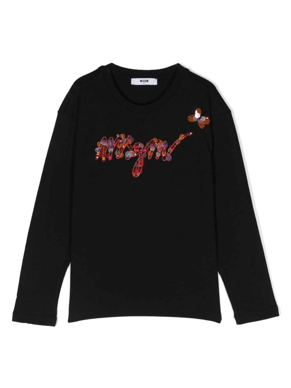 MSGM Kids sequin-logo-detail longsleeved T-shirt - Black von MSGM Kids