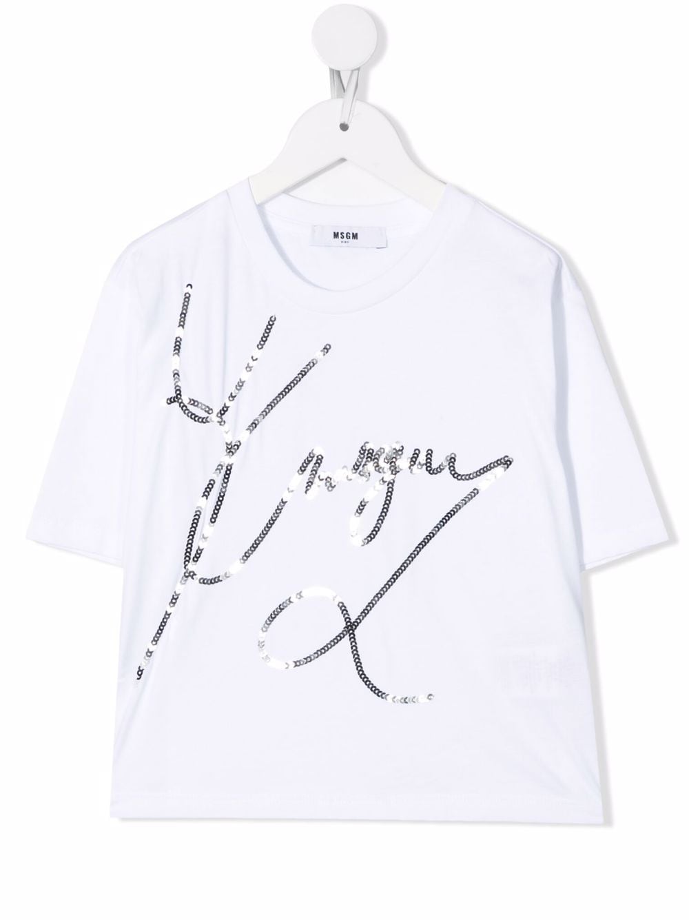 MSGM Kids sequinned logo T-shirt - White von MSGM Kids