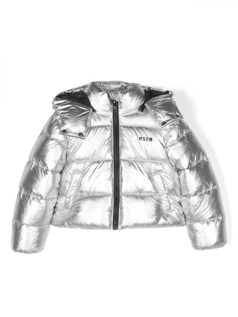 MSGM Kids star-detail metallic-effect padded jacket - Silver von MSGM Kids