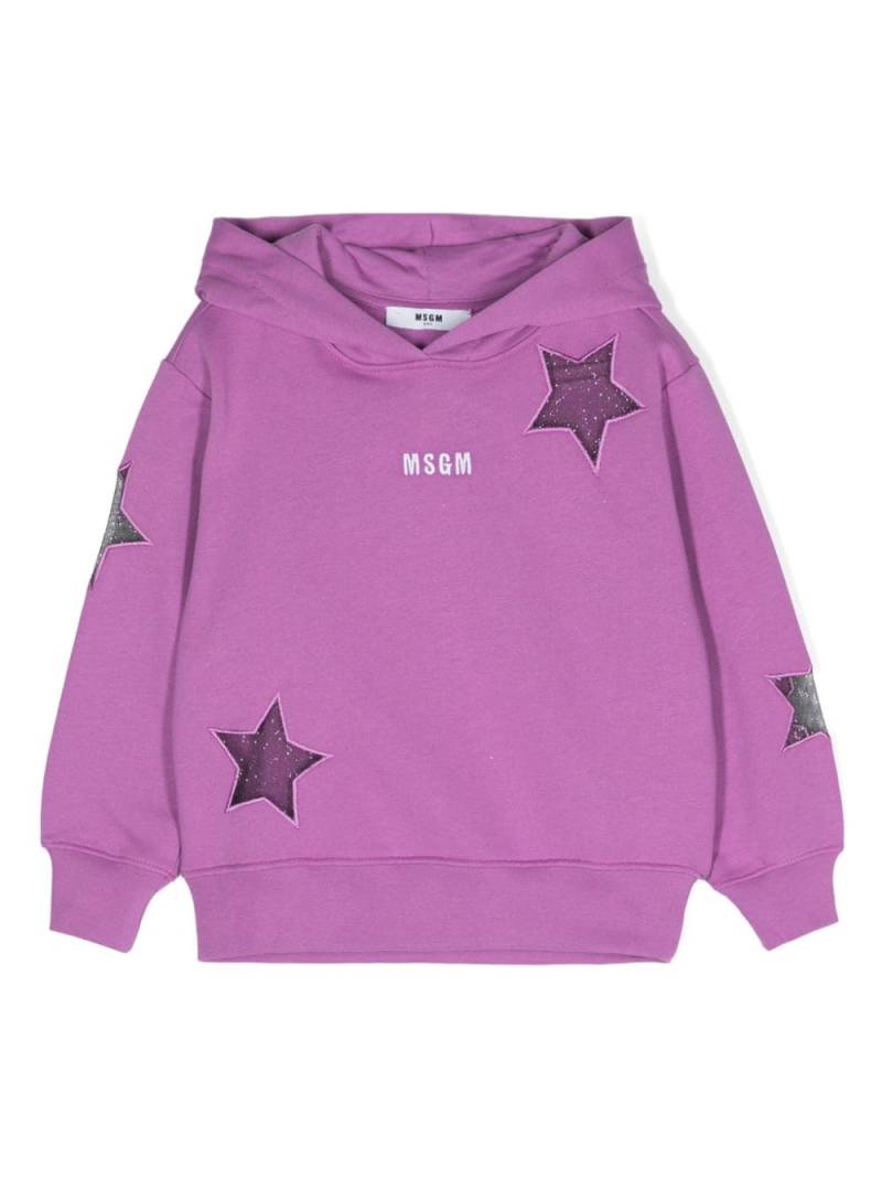 MSGM Kids star-embroidered hoodie - Purple von MSGM Kids