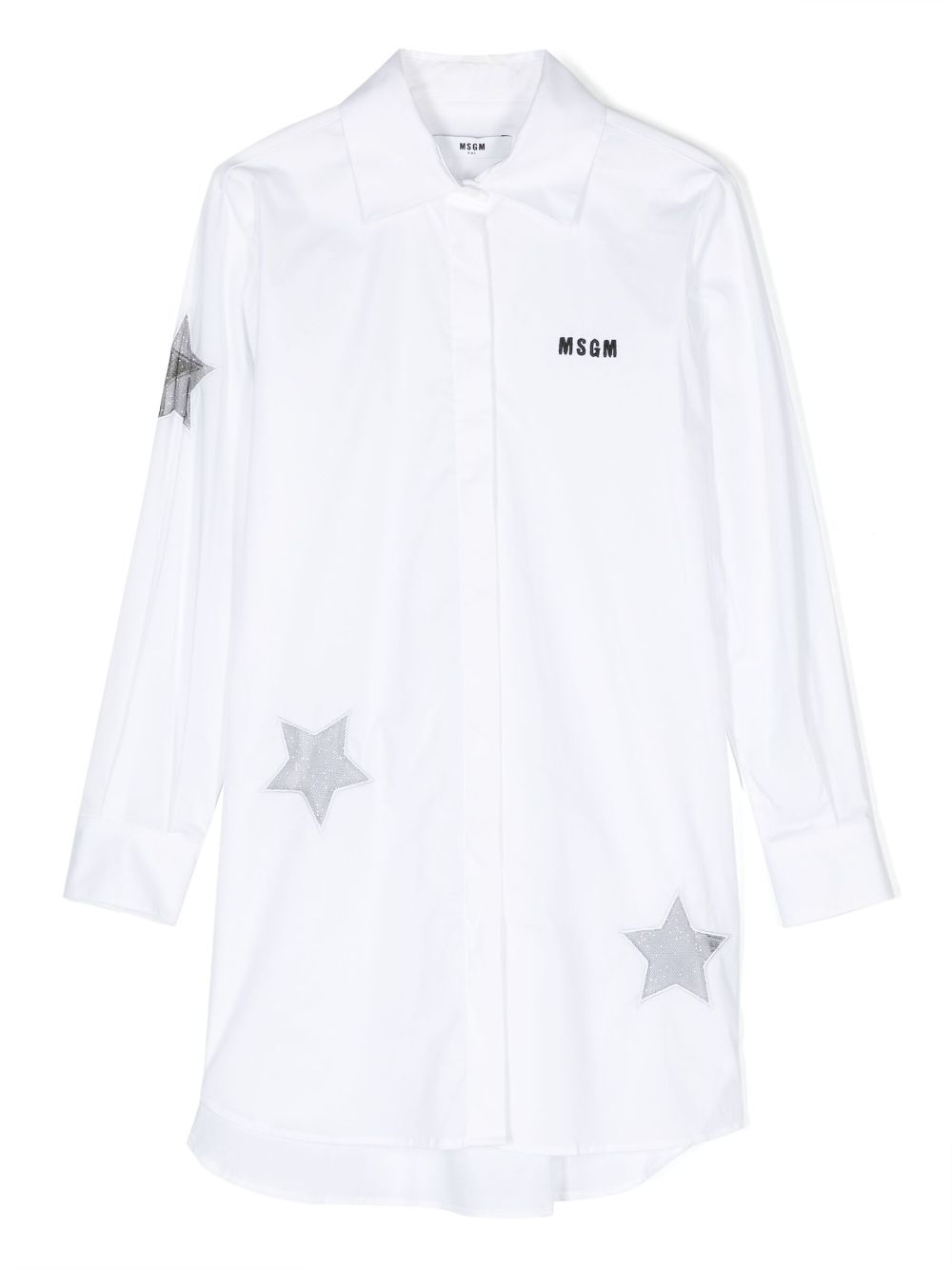 MSGM Kids star-patch cotton shirtdress - White von MSGM Kids