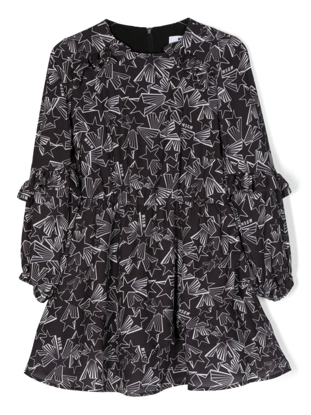 MSGM Kids star-print ruffled-detail dress - Black von MSGM Kids