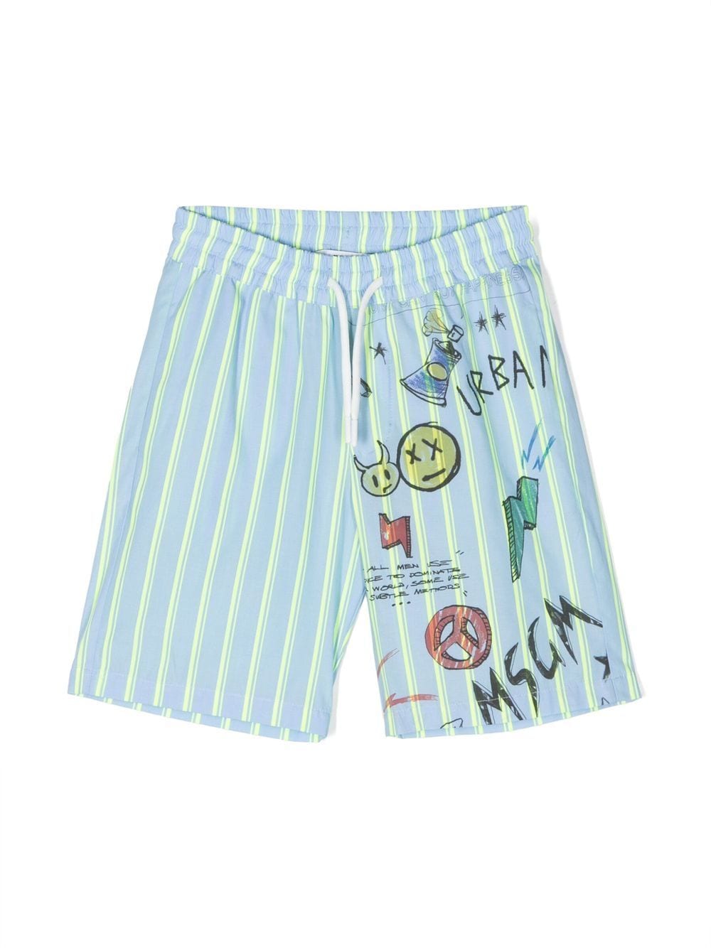 MSGM Kids striped graphic-print swim shorts - Blue von MSGM Kids