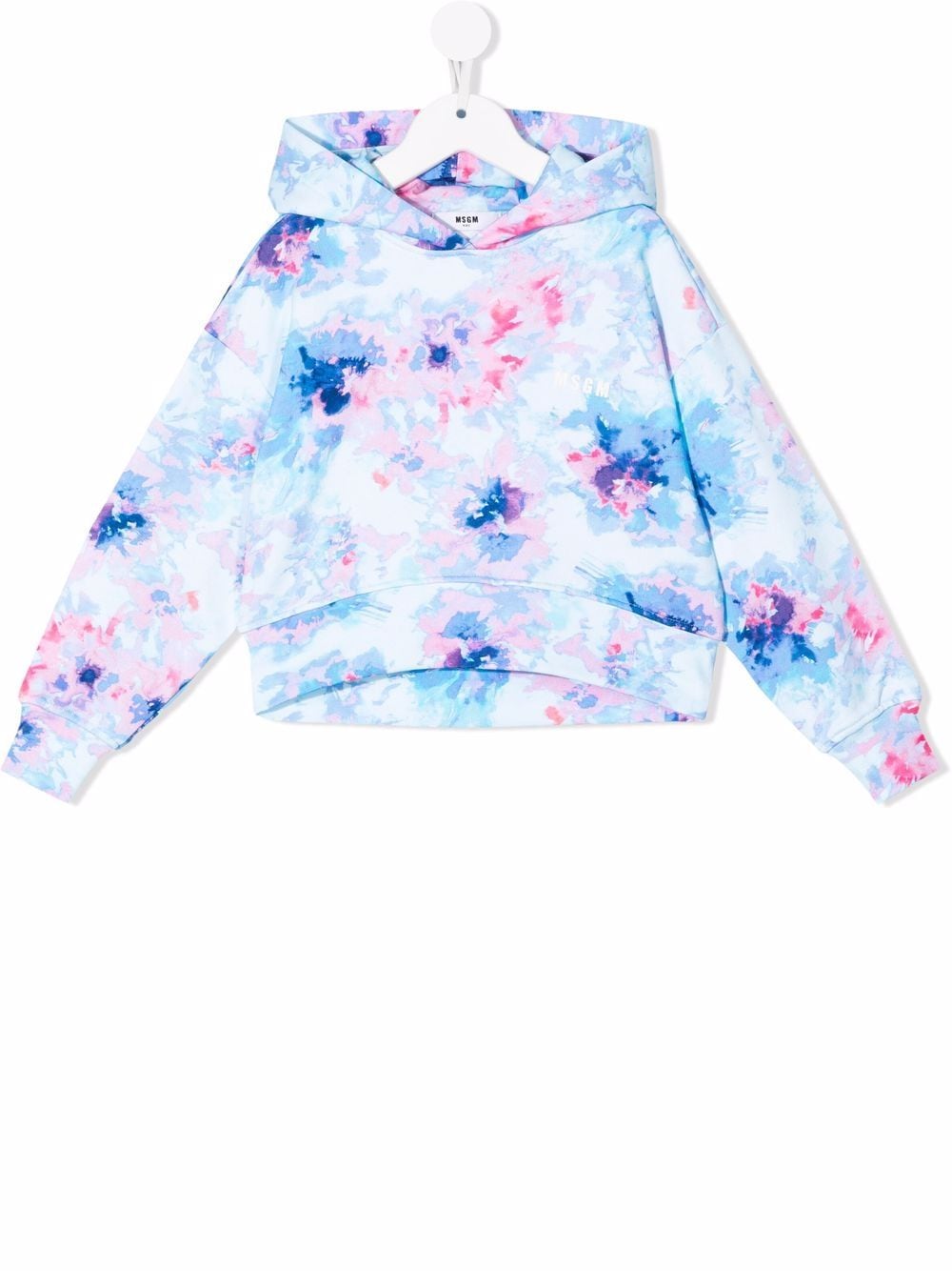 MSGM Kids tie-dye print cotton hoodie - Blue von MSGM Kids