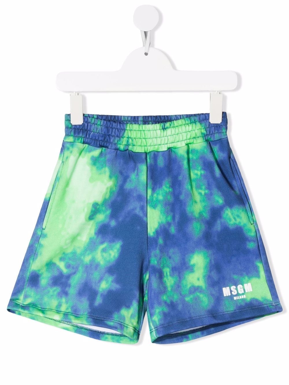 MSGM Kids tie-dye print cotton track shorts - Blue von MSGM Kids