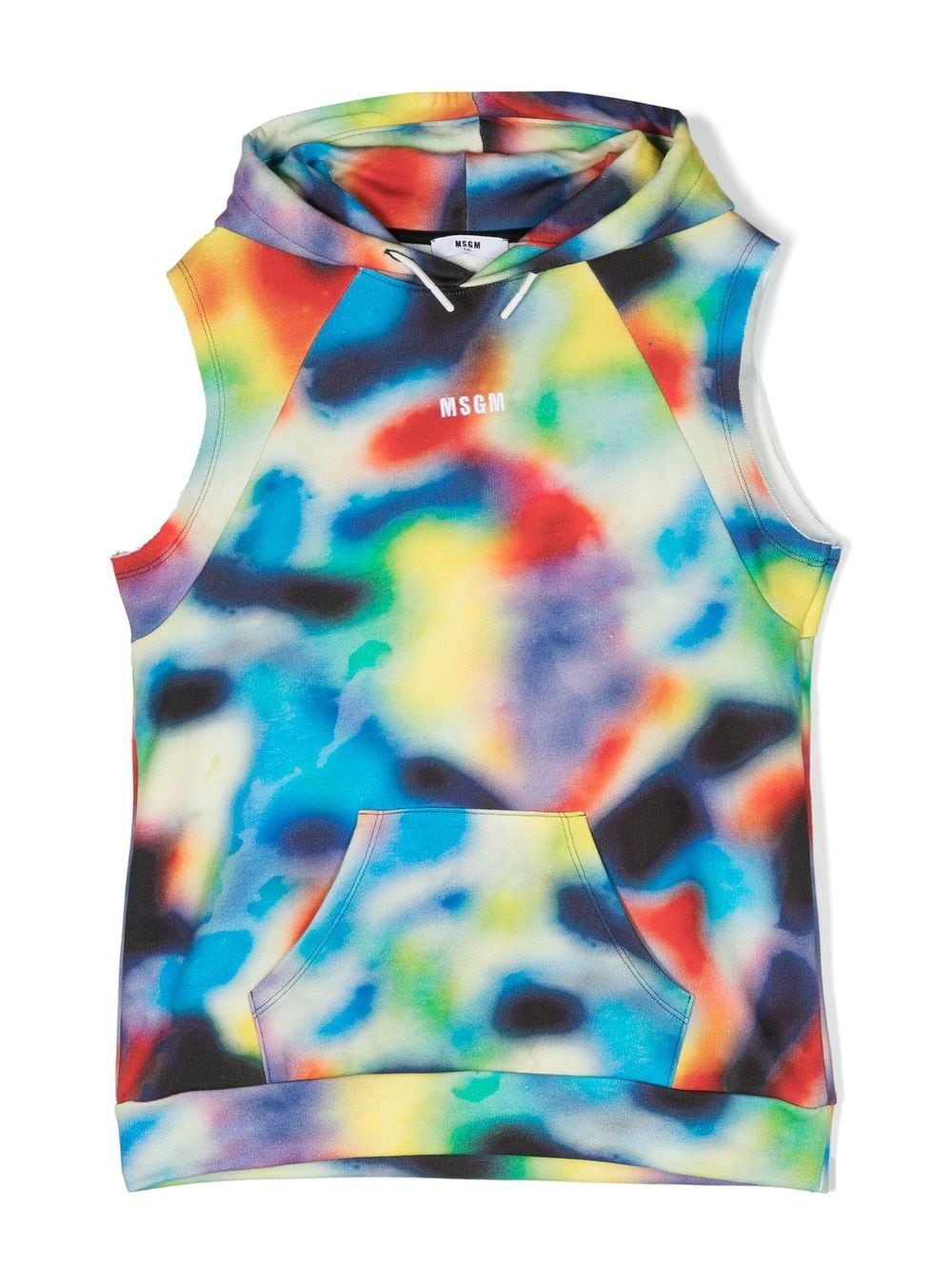 MSGM Kids tie-dye sleeveless hoodie - Blue von MSGM Kids