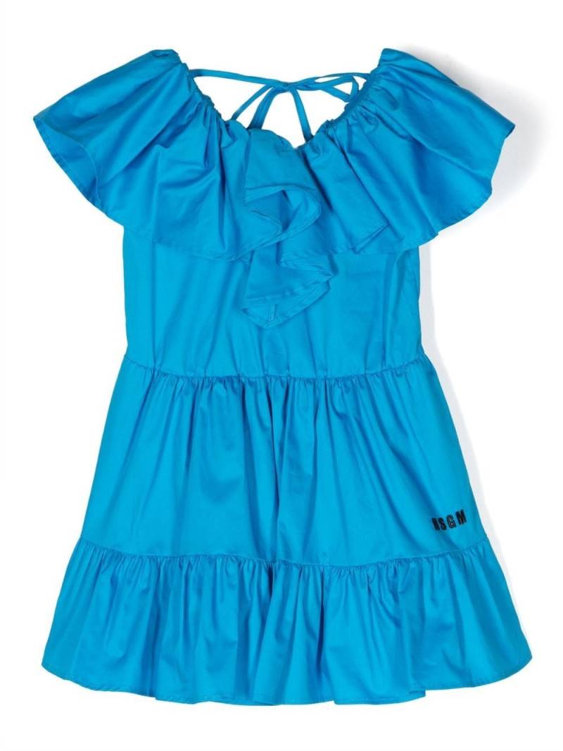 MSGM Kids tiered ruffle-trim dress - Blue von MSGM Kids