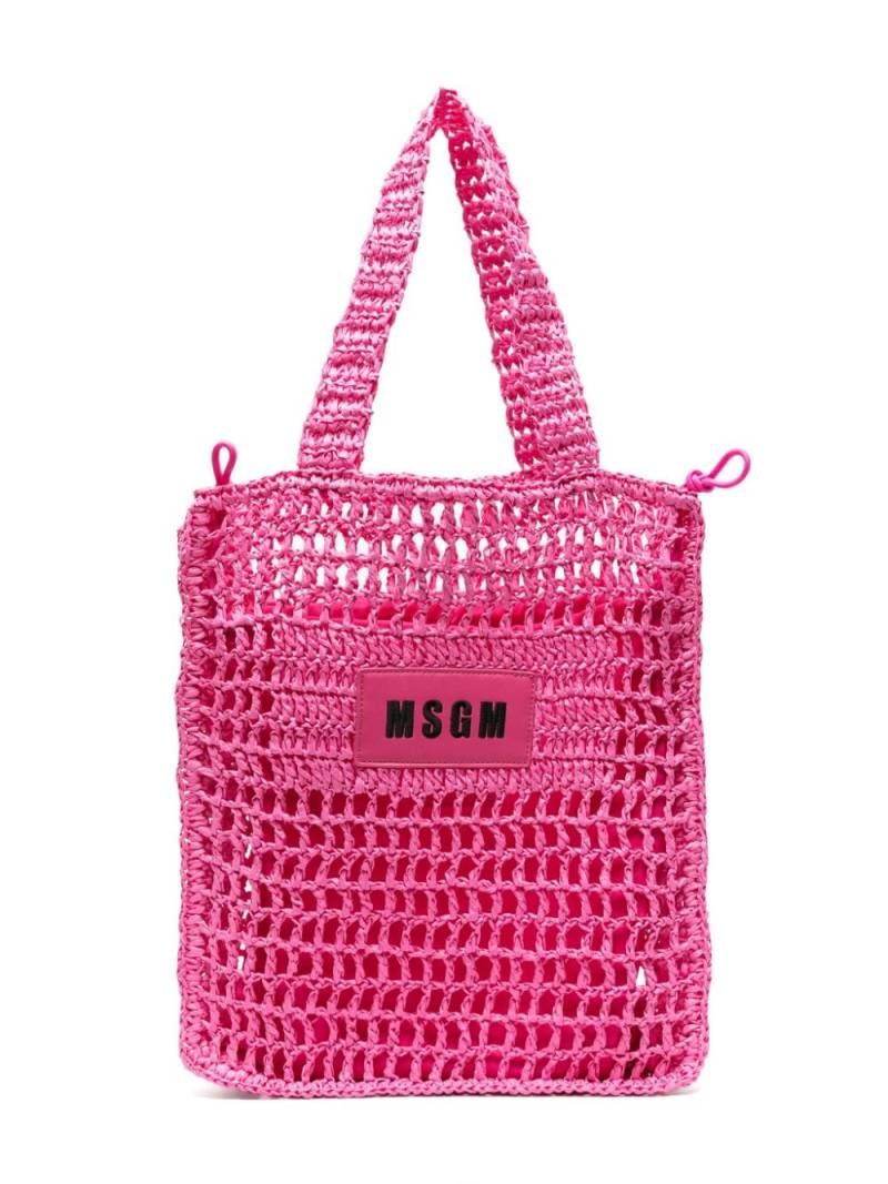 MSGM Kids woven raffia shoulder bag - Pink von MSGM Kids