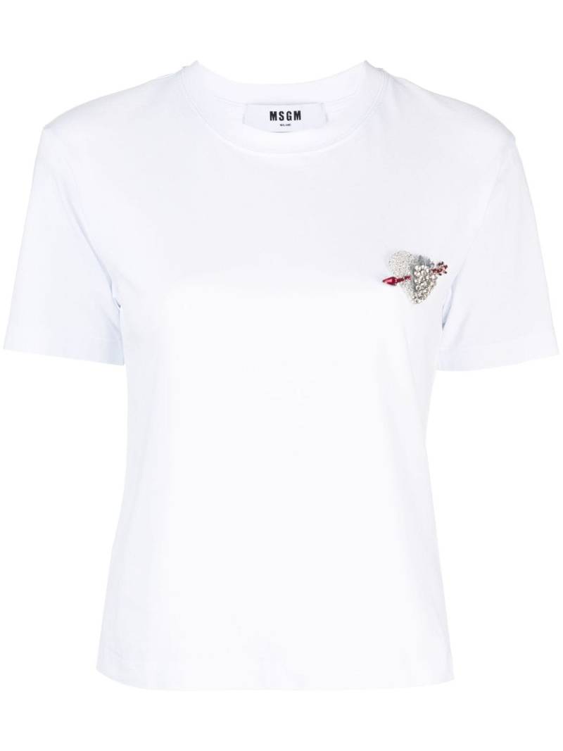 MSGM appliqué-detail cotton jersey T-shirt - White von MSGM