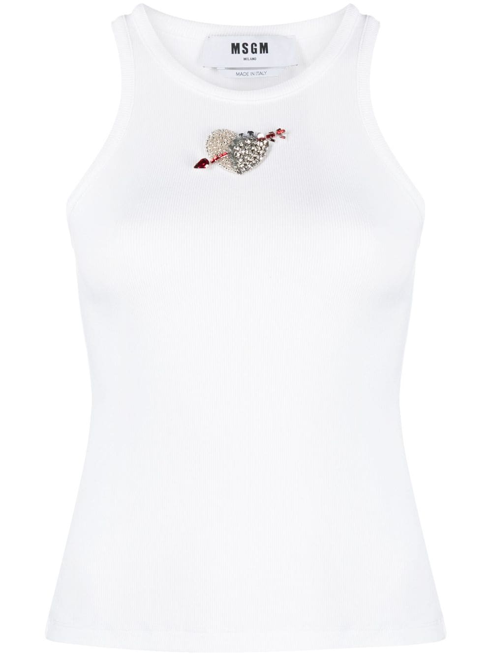 MSGM appliqué-detail stretch-cotton top - White von MSGM