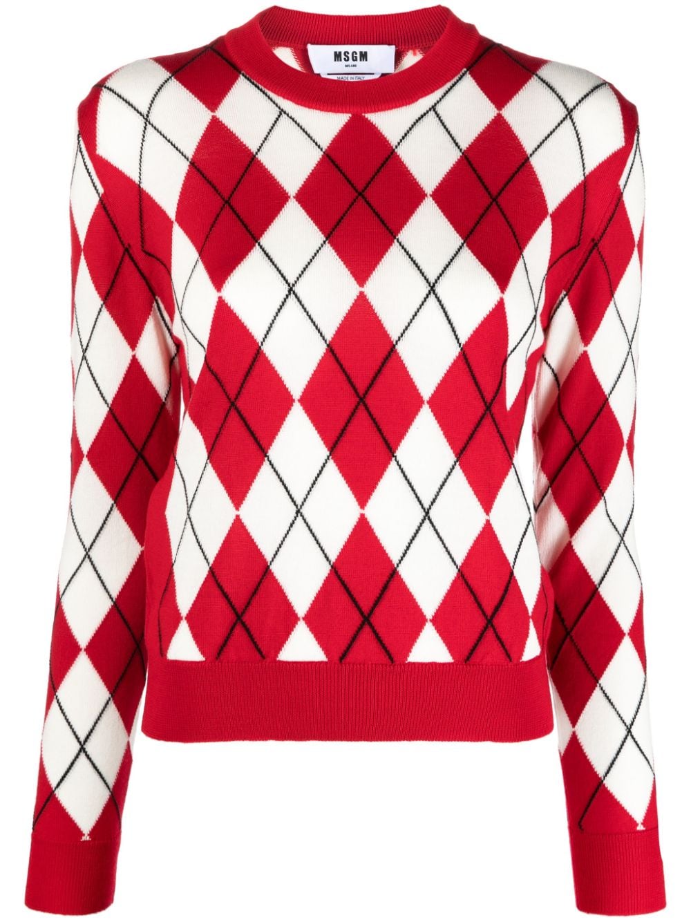 MSGM argyle intarsia-knit virgin wool jumper - Red von MSGM
