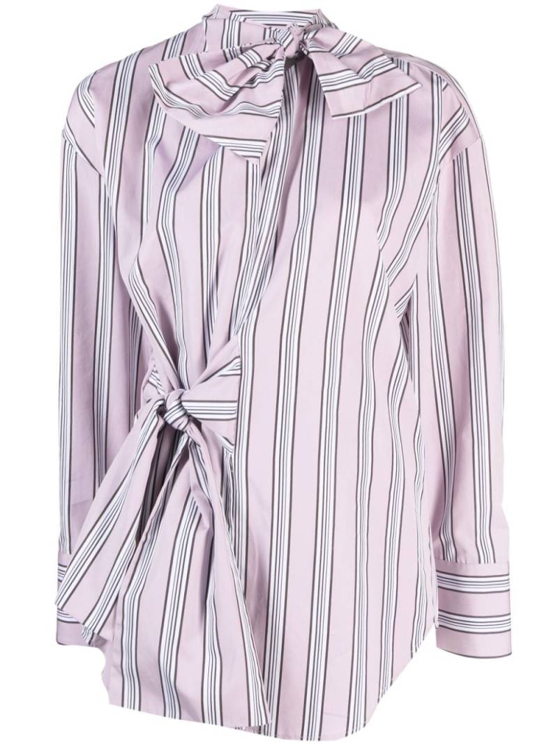 MSGM bow-detail striped shirt - Pink von MSGM