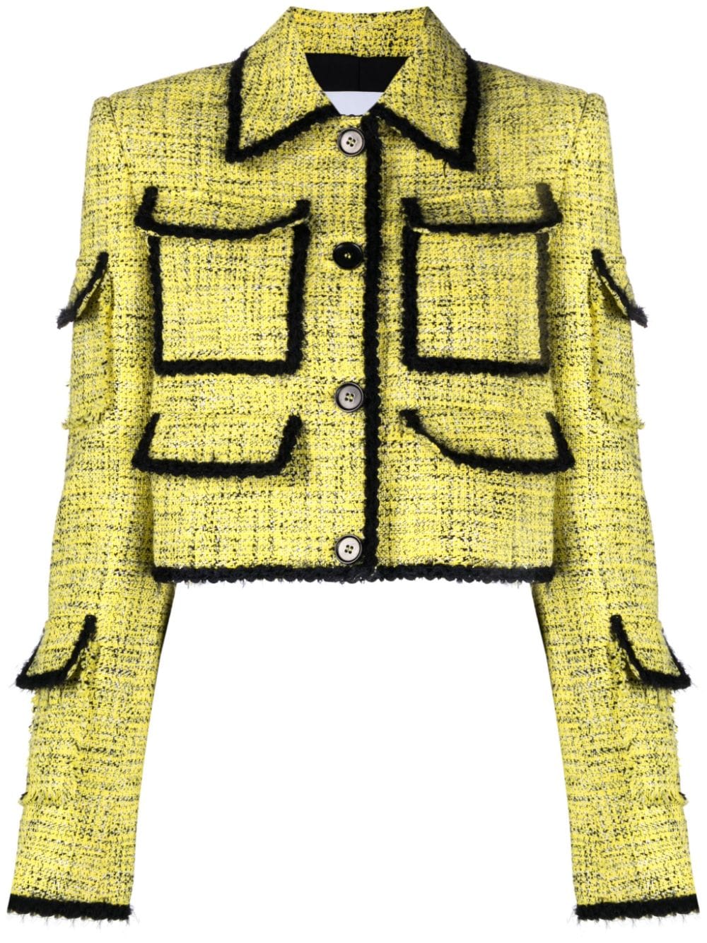 MSGM braided-trim tweed jacket - Yellow von MSGM