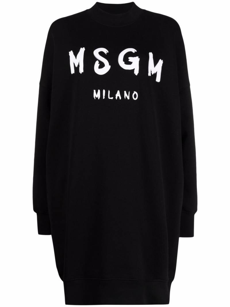 MSGM brushstroke-logo sweatshirt dress - Black von MSGM