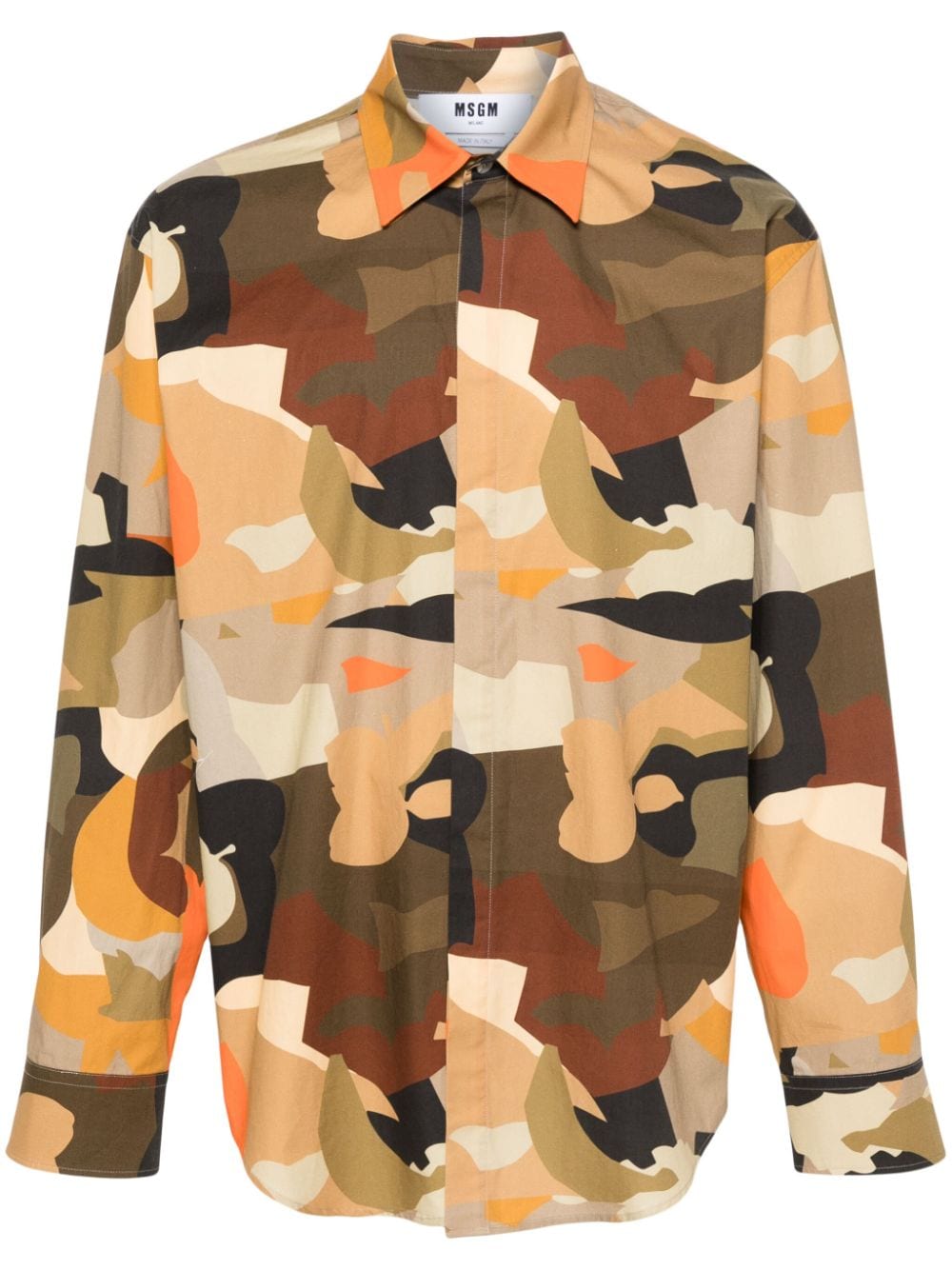 MSGM camouflage-print cotton shirt - Brown von MSGM