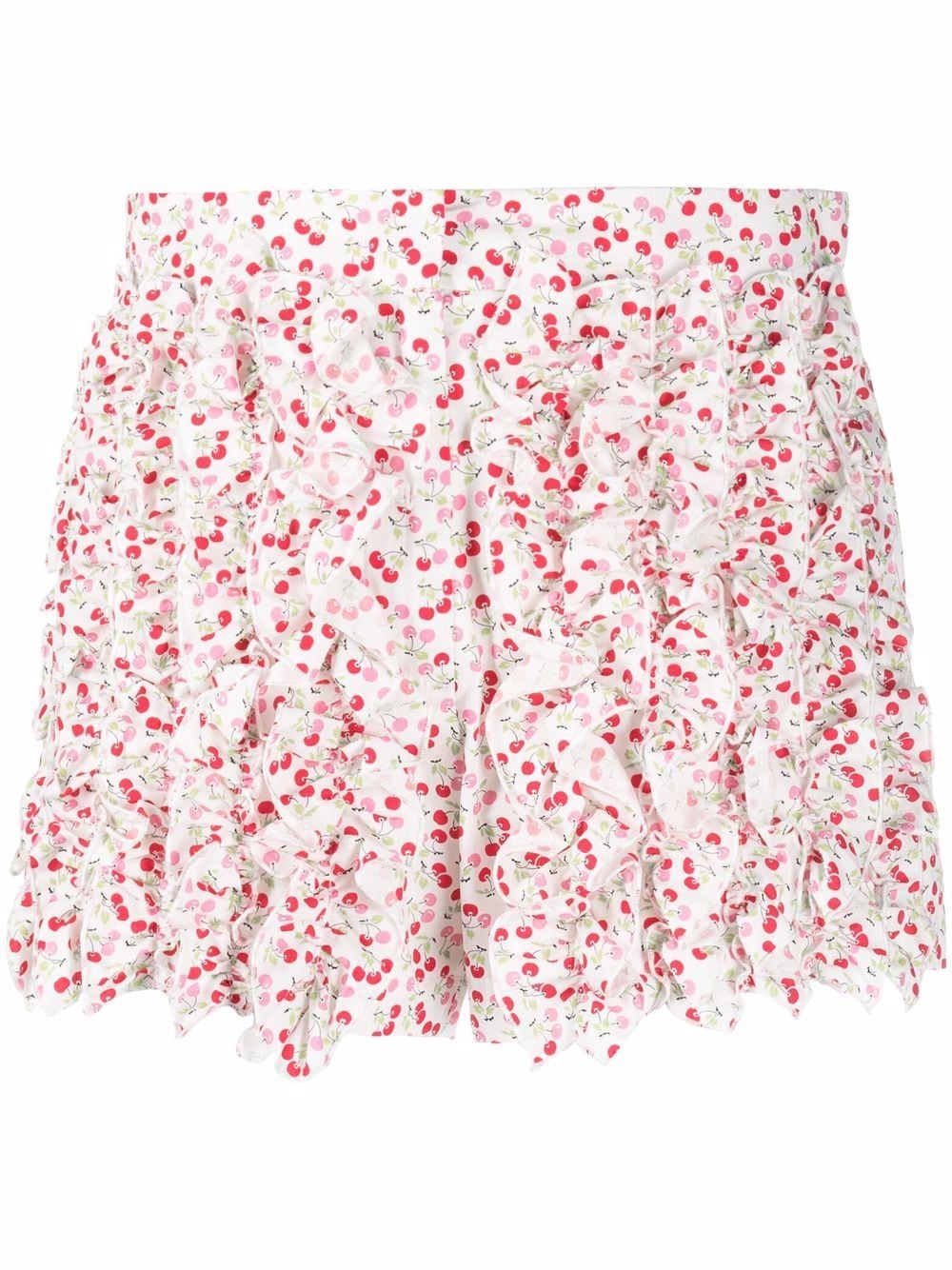 MSGM cherry-print ruffled mini shorts - White von MSGM