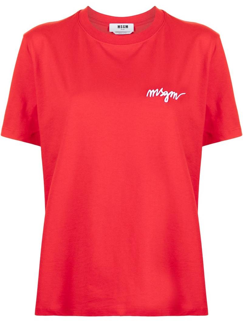 MSGM chest-logo crew neck T-shirt - Red von MSGM