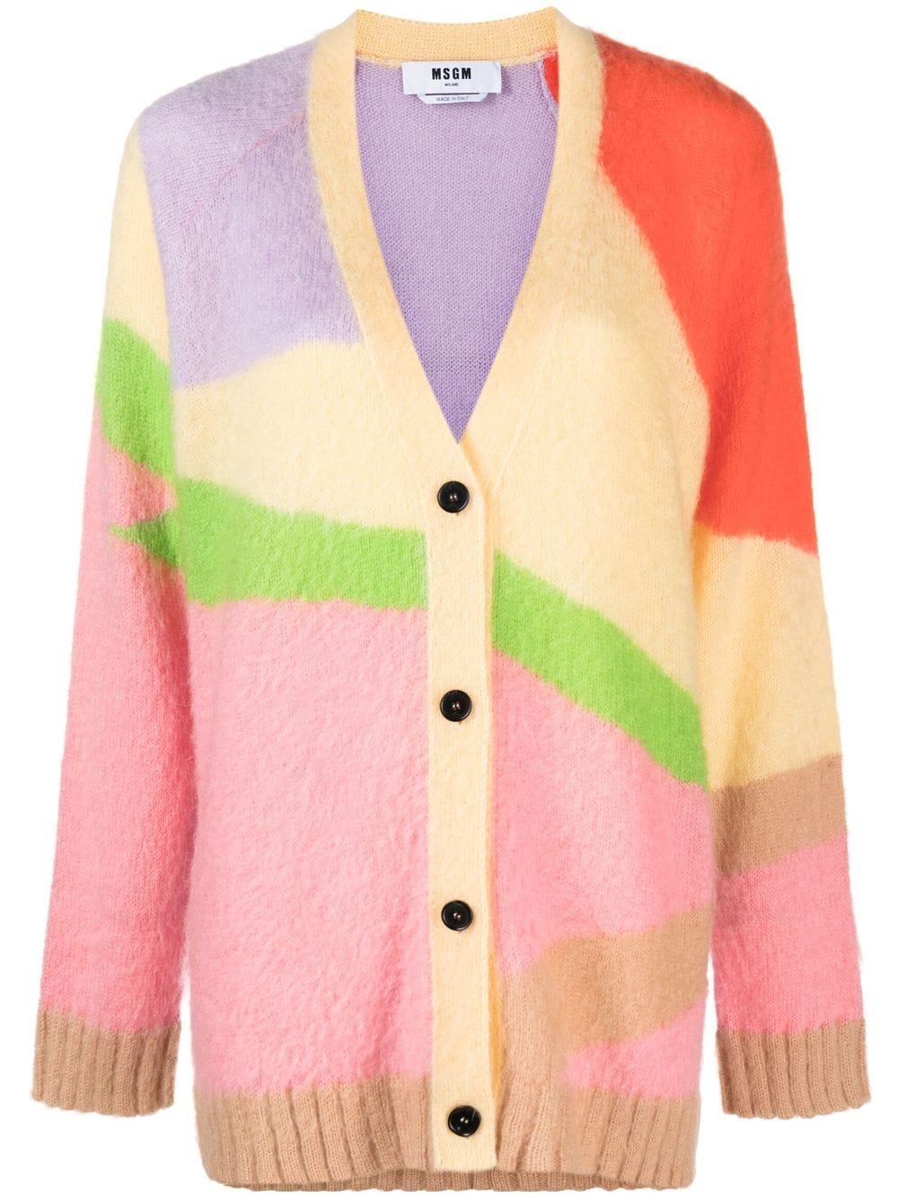 MSGM colour-block V-neck cardigan - Neutrals von MSGM