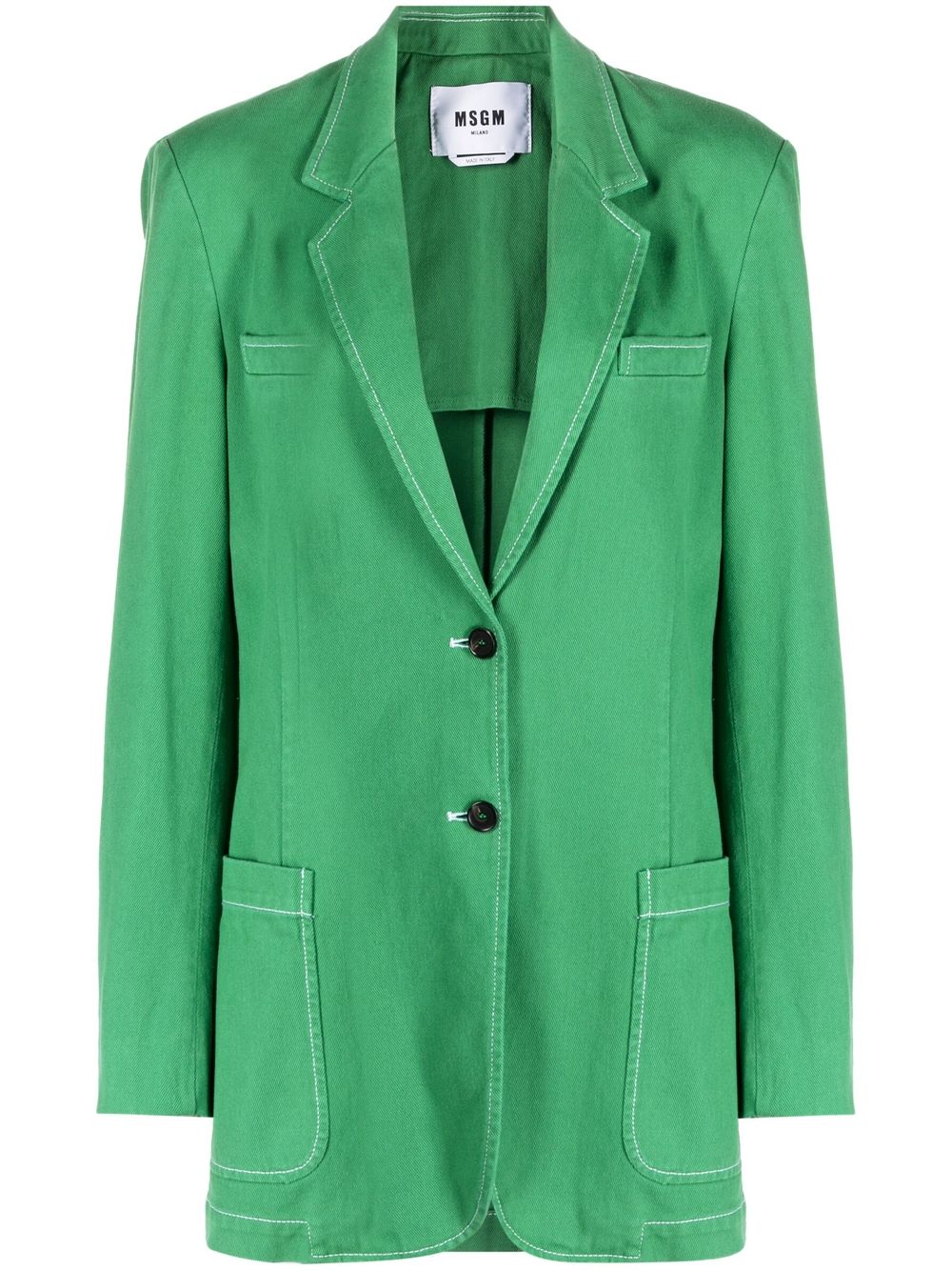MSGM contrast-stitch denim blazer - Green von MSGM