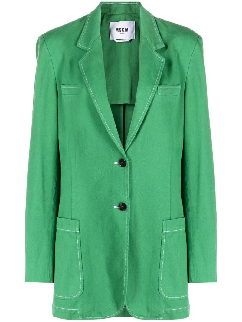 MSGM contrast-stitch denim blazer - Green von MSGM