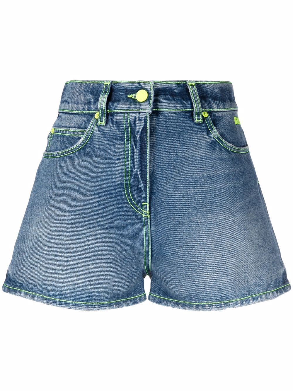 MSGM contrast-stitching denim shorts - Blue von MSGM