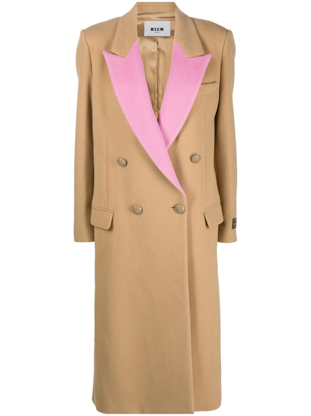 MSGM contrasting-lapel double-breasted coat - Neutrals von MSGM