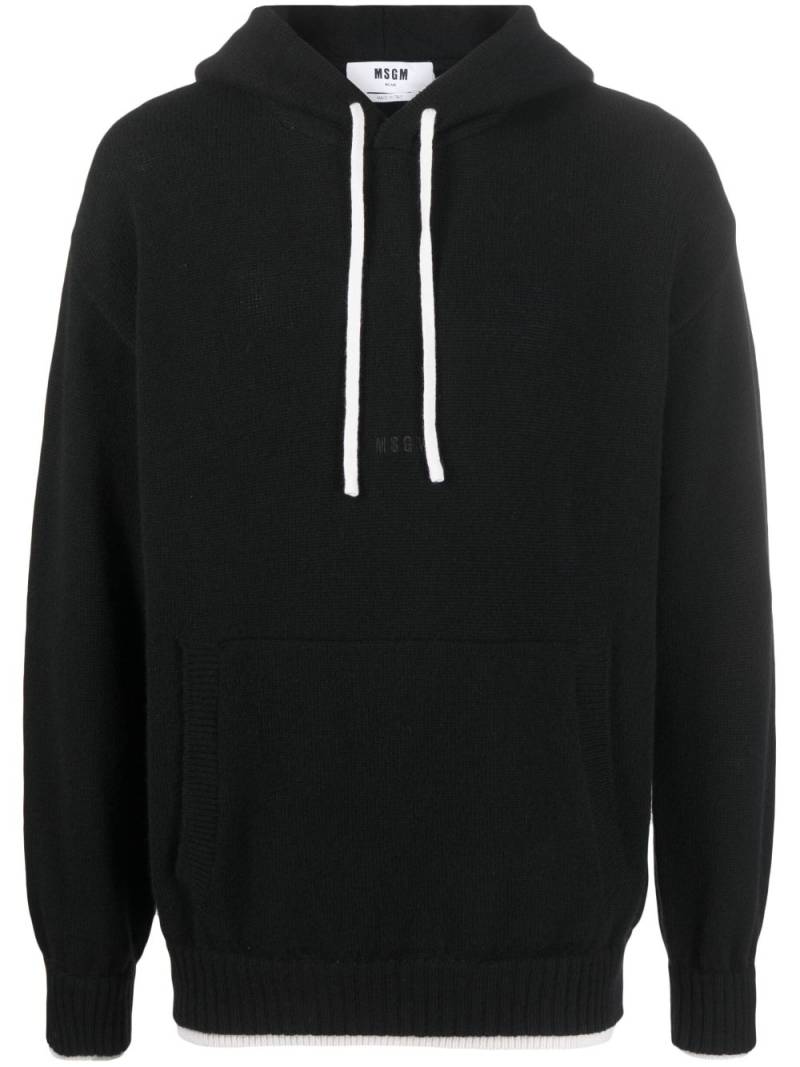 MSGM contrasting trim drawstring hoodie - Black von MSGM