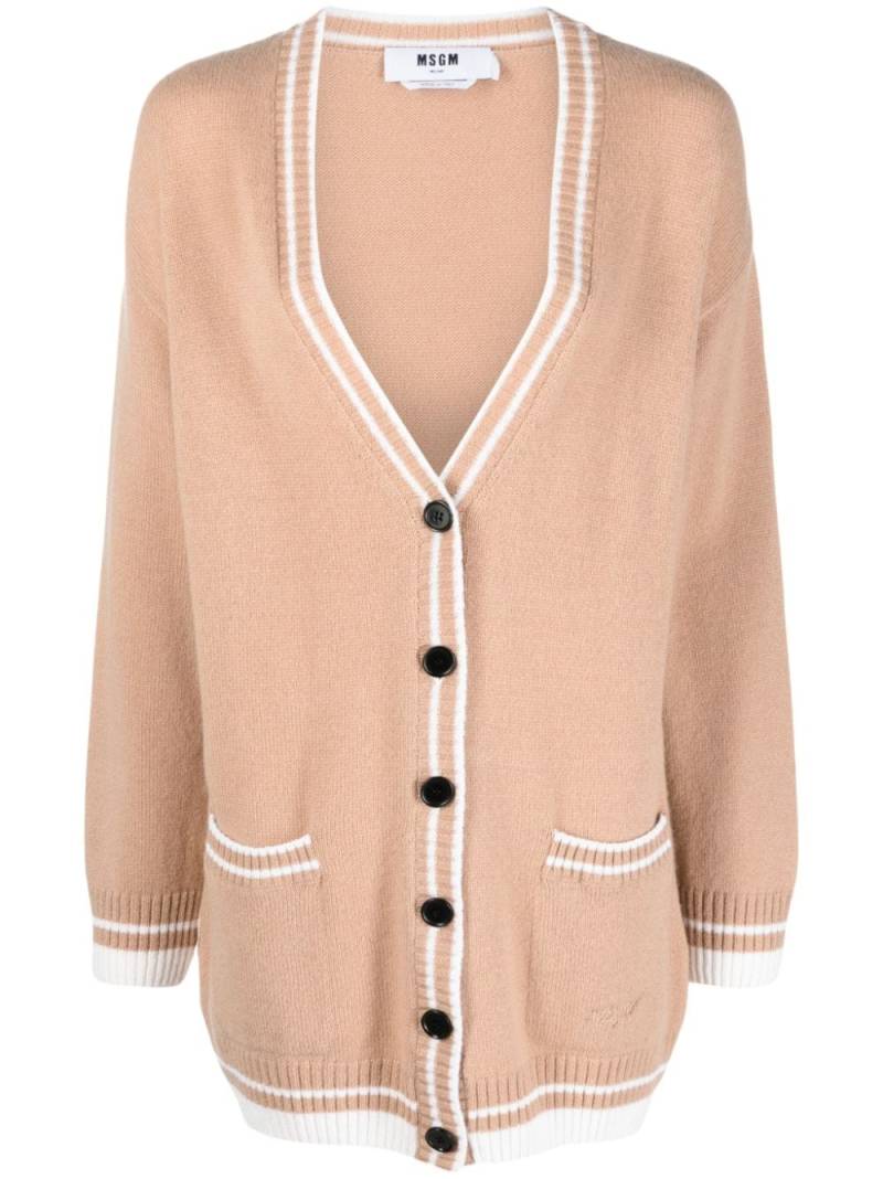 MSGM contrasting-trim knit cardigan - Neutrals von MSGM