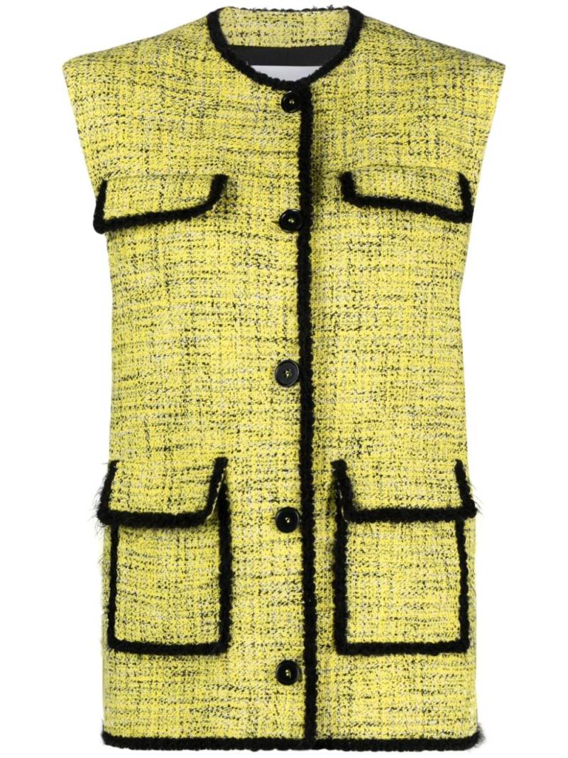 MSGM contrasting-trim tweed waistcoat - Yellow von MSGM