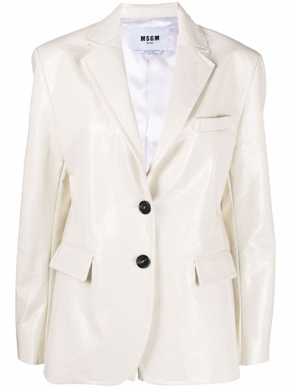 MSGM crackle-effect eco leather blazer - White von MSGM