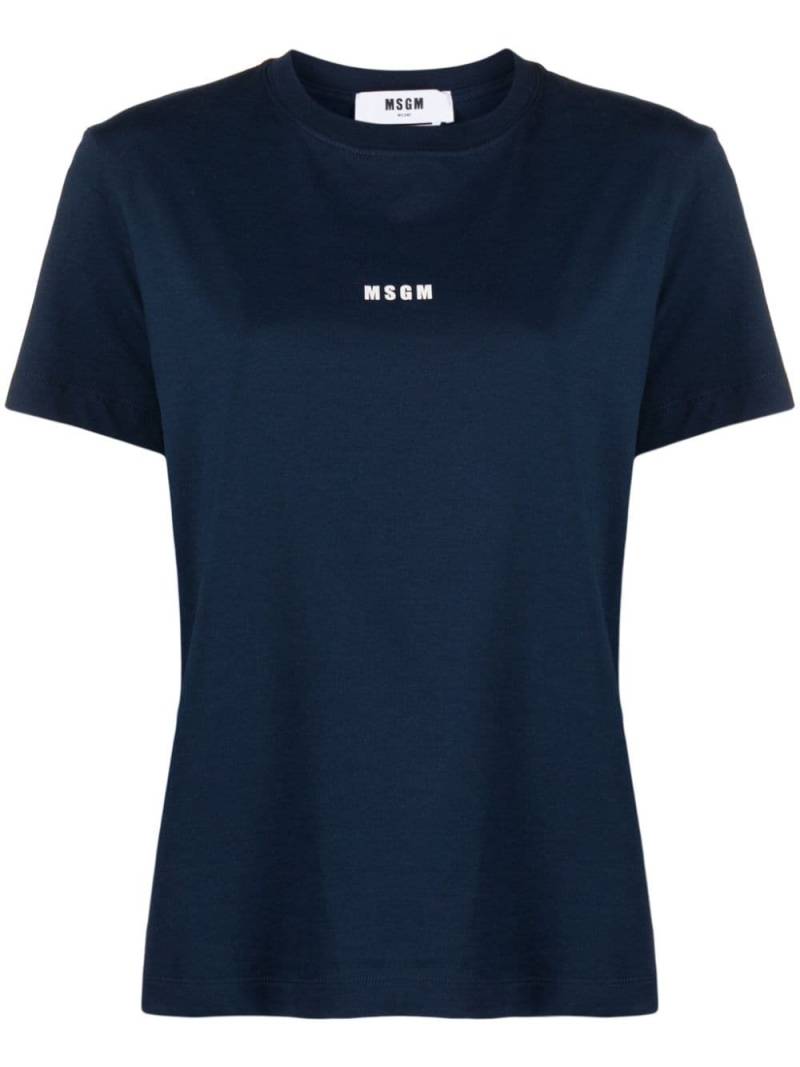 MSGM crew neck logo-print cotton T-shirt - Blue von MSGM