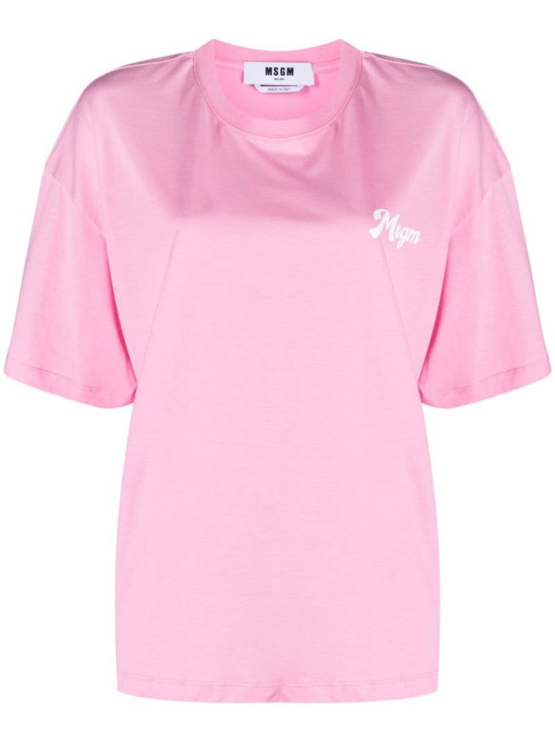MSGM crew neck logo-print cotton T-shirt - Pink von MSGM