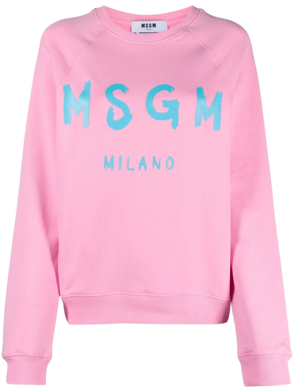 MSGM crew neck logo-print cotton sweatshirt - Pink von MSGM